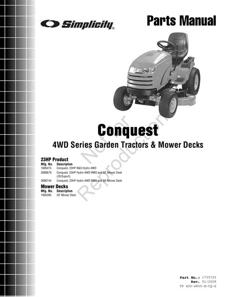 Simplicity service manuals  Coronet & 400 series rider mowers (60 pages) Lawn Mower Simplicity 1692096 Parts Manual