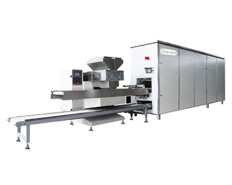 Single row chocolate depositor  A semi-automatic molding line is used for solid chocolate