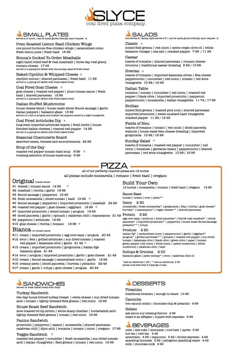Slyce coal fired pizza company vernon hills menu  Slyce Coal Fired Pizza Company - Highwood