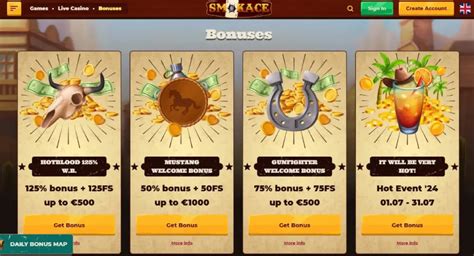 Smokace  Join now and get welcome bonuses, free spins,