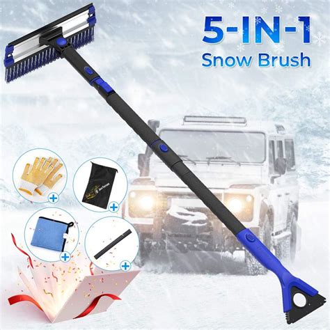 SEAAES ice scraper with Snow Brush for car windshield, Extendable Snow  Brush