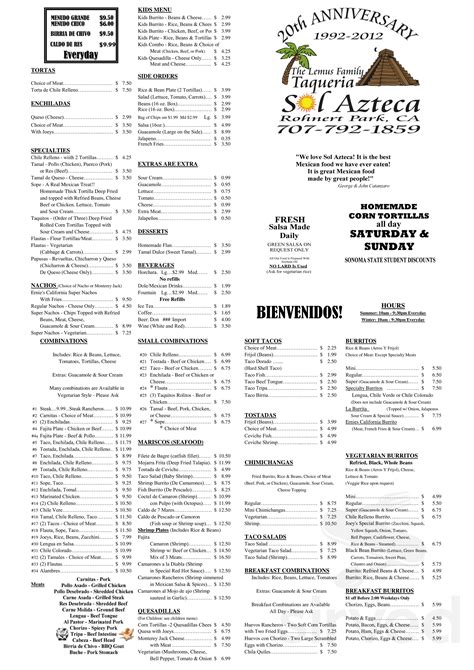 Sol azteca rohnert park  Dine and Donate for University Elementary at La Fiesta