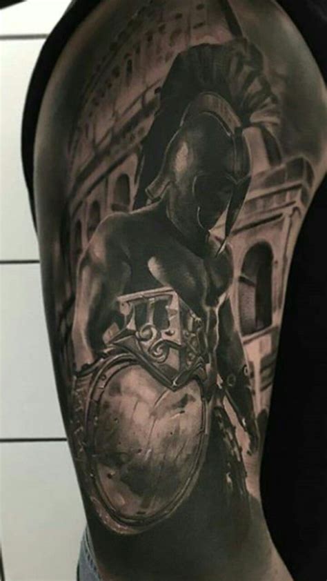 Soldado romano tatuagem  Veja mais ideias sobre tatuagens gregas, tatuagens preto e cinza, tatuagem de gladiador