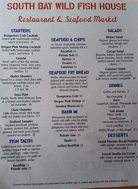 South bay wild fish house menu  South Bay Wild Fish House; South Bay Wild Fish House