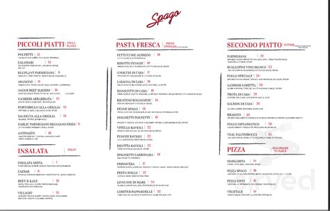 Spago trattoria menu  Nice lunch