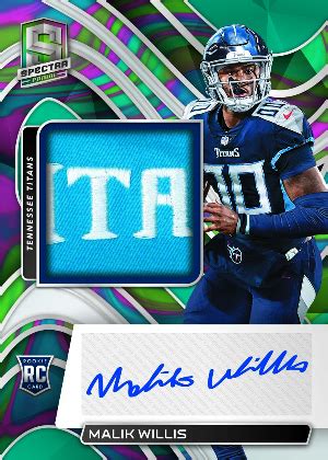 2024 Spectra Malik Willis RPA Neon Marble Prizm Rookie Patch …