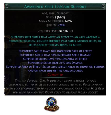 Spell cascade support poe  It does not grant a bonus to your character, but to skills in sockets connected to it