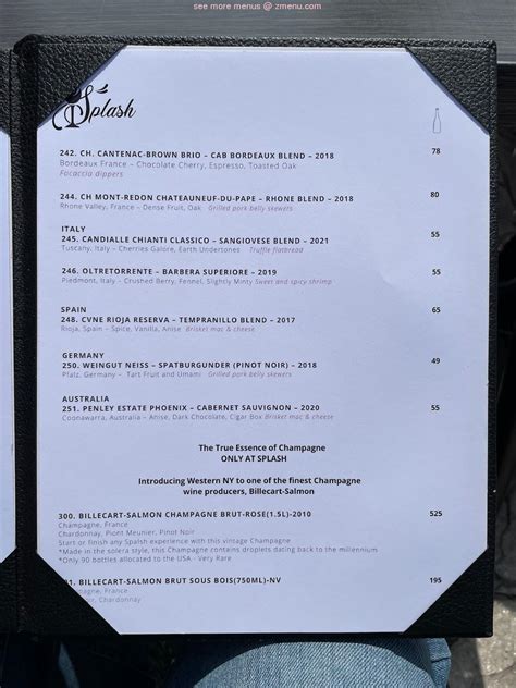 Splash bemus point menu  We use the best ingredients and provide a great atmosphere