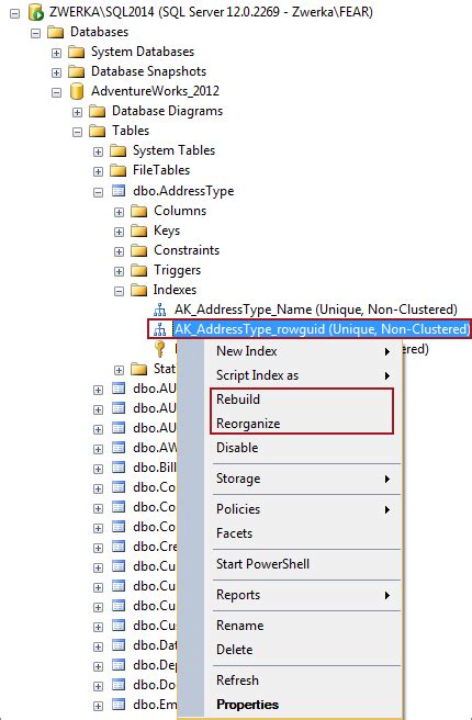 Sql reorganize index  When fragmentation is above 30%, rebuild the index