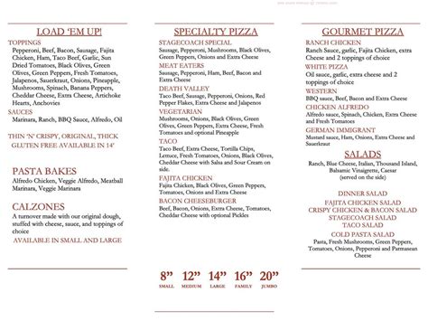 Stageline pizza dillon menu  Forgot account? or