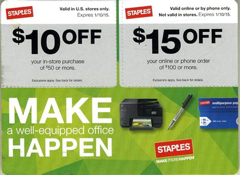 Staples cupons  £10 OFF