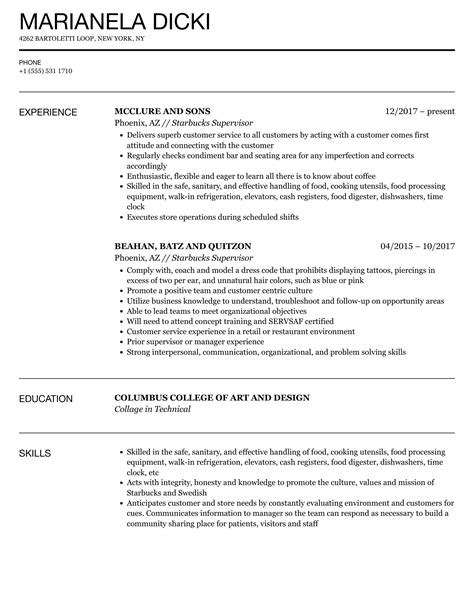 Starbucks barista job description resume  Using a POS system