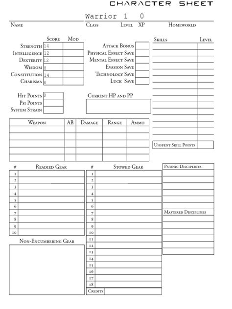 Stars without number character sheet fillable pdf
