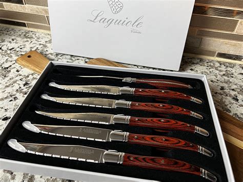 UMOGI High-end Steak Knives Set of 6, Gift Box - Black Natural  Wooden Handle, German Stainless Steel - Straight Edge Non Serrated -  4.8''Dinner Knife, Kitchen Tableware Knives Cutlery Set: Home