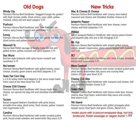 Steamie weenie menu 50 Pushcart $6