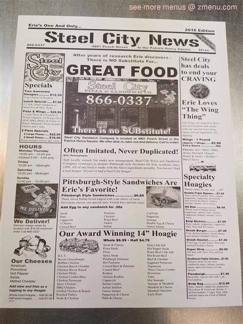 Steel city sandwich company menu 2