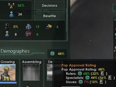 Stellaris pop approval rating So iam playing my game and suddenly i see 0% approval and that takes stability to 0 , so now iam trying to fix it and i dont know how to make the population in the planet happy , how do i know how to fix specific pops and in which faction they believe in?Population Growth Strategies in 3