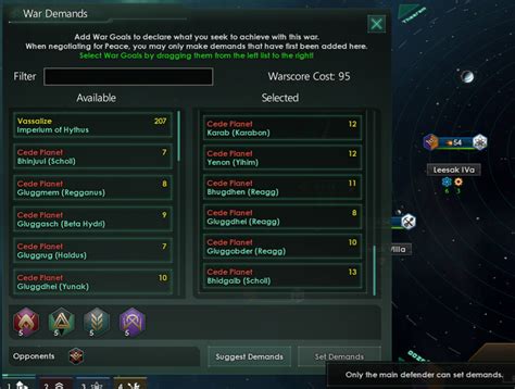 Stellaris war goals  Essentially, the issue is that the goals you set before a war are too