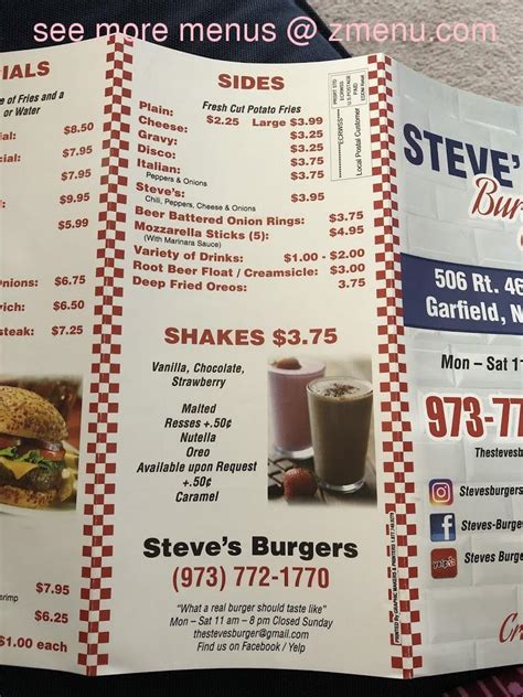 Steve's burgers garfield menu Get directions, reviews and information for Steve's Burgers in Garfield, NJ