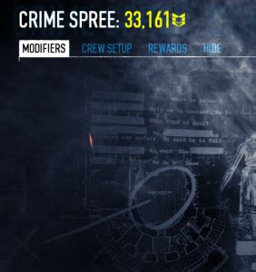 Stop the crimespree loss on crash  Hi, recently I have installed mods (7 or so), and after maybe 4 or 6 heists, the game crashes, can be on the game or in the finish screen, I already looked at my crashlog, but I cannot know what can cause it