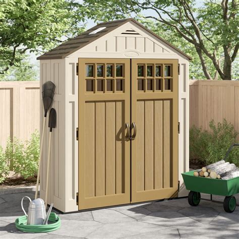 Storage containers everett 7-ft x 7-ft Modern Resin Storage Shed (Floor Included) Model # BMS7780