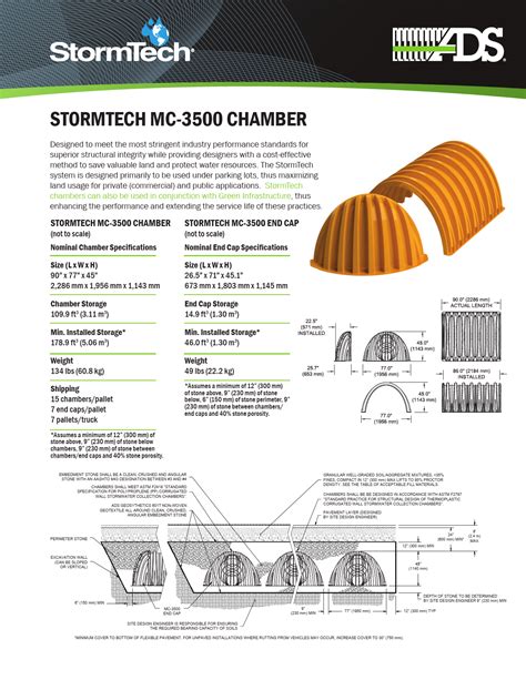 Stormtech mc-3500 price  Calculations are Based Upon a 6” (150 mm) Stone Base Under Chambers