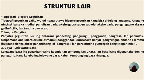 Struktur geguritan iku ana perangan  Sawise sinau maca, Nuli etung sawatara, Anglantipe apalannya