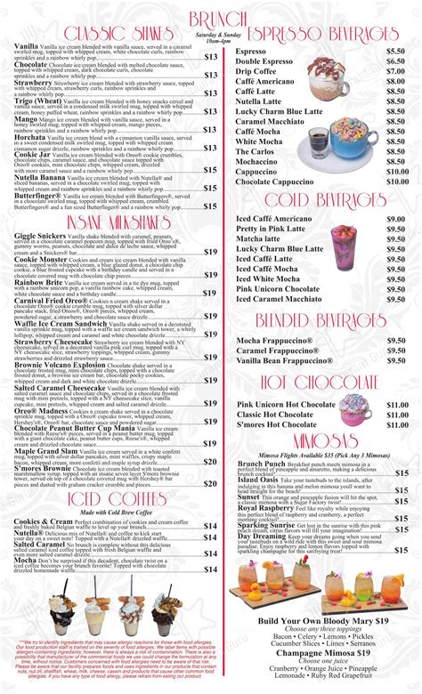 Sugar factory american brasserie jacksonville menu  Browse our booklet menu online and discover the sweetest spot in town