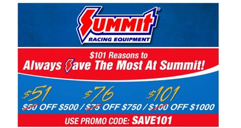 Summit racing coupon code  Most popular: Free Shipping on $500+ Orders, Free Shipping on Any $100+ Order