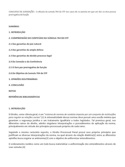 Sumula 704 stf  Princípio da legalidade