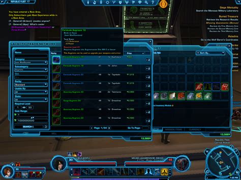 Swtor how to get augment 74 schematics 9 added Ossus and 252/258 main gear, but no new augments