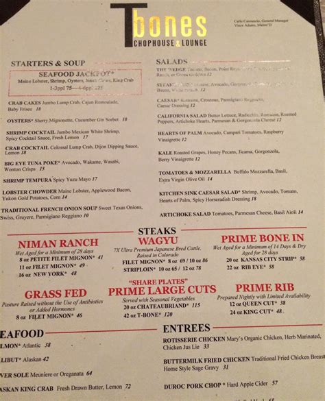 T bones red rock menu 00