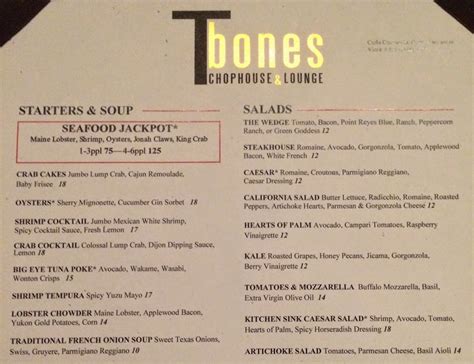 T bones red rock menu  More About T-Bones Bar