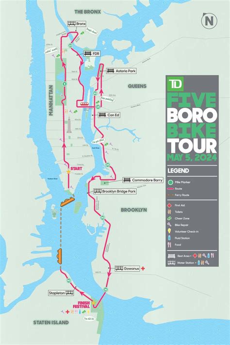 2024 TD Five Boro Bike Tour 40.6 mi Cycling Route on Strava