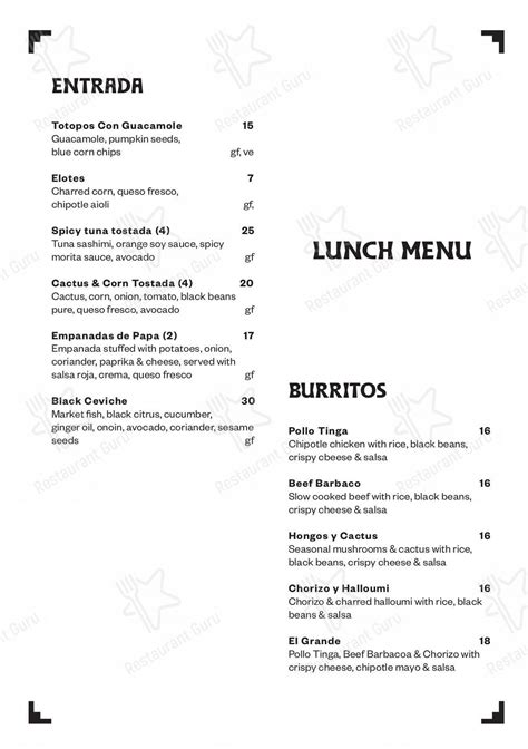 Taqueria cammeray menu  15 $$ Moderate Mexican, Bars, Seafood