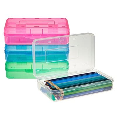 2 Pcs Clear Plastic Pencil Case Box With Lid, Acrylic Plastic
