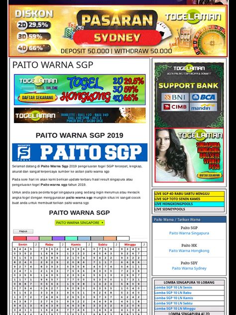 Tarikan paito sdy  Dalam permainan ini, pemain akan memilih satu dari empat pasaran togel yaitu togel Singapura, togel Hongkong, togel Sydney, dan togel JP