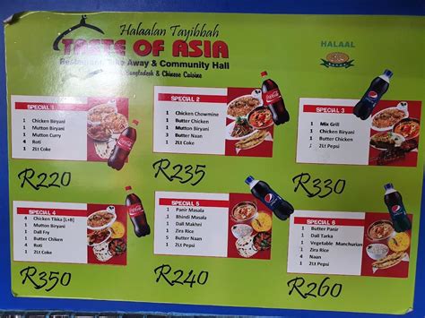 Taste of asia lenasia menu 