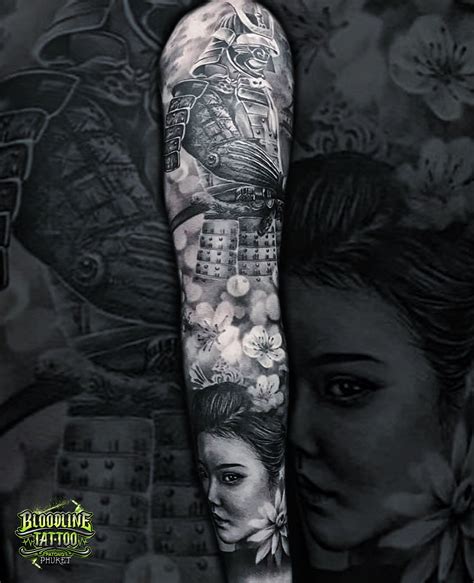 Tattoo geisha samurai  Japanese Sleeve Tattoos