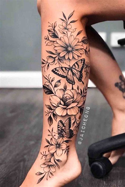 Tatuagem na perna feminina  Se você está procurando uma tatuagem para suas pernas, esteja ciente de procurar um desenho que você goste, que seja atraente e único