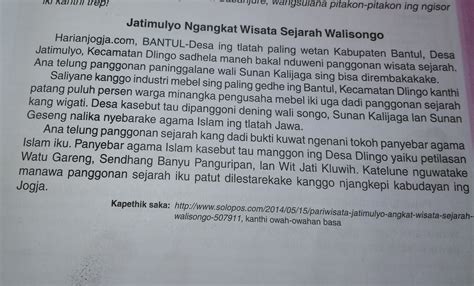 Teks pawarta isine  Ing kabupaten Pati ana kirab bendara kang dawane 100 meter lan omobone 3 meter diaral saka Stadiun Jayakusuma