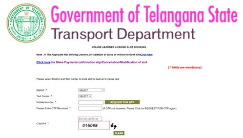 Telangana learners license  In the next step you need to click on the icon named “driving licence”