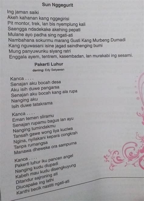 Tembung babat benere  Miturut Mardimin ( 1990 :3 ) jenis tembang macapat ditonton saka ciri-cirine lagu