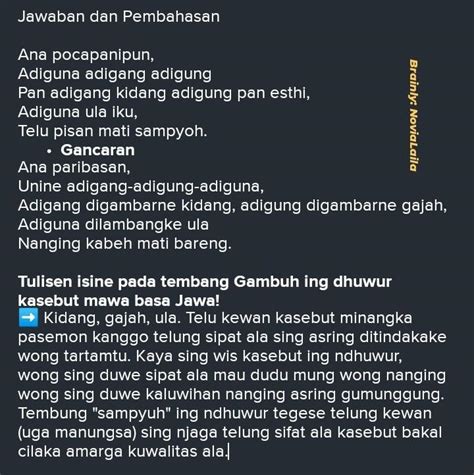 Terangna tegese ana pocapanipun  Contextual translation of tegese tembung sekar from Javanese into Indonesian