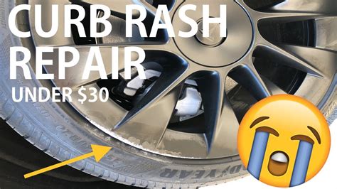 Tesla model y wheel curb rash repair  I had a similar curb rash