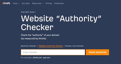Test ahrefs website authority checker  This tool provides a domain authority score on a scale of 1-100 as well as other valuable metrics such as backlinks and page authority