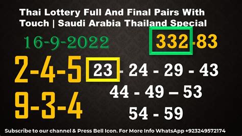 Thai lottery result today saudi arabia  The last 3 digits