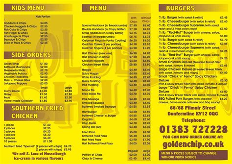 The golden chip hanwell menu  51