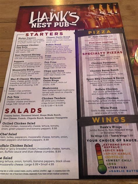 The hawks nest pub menu The Hawks Nest Pub is located in Alexandria, 5 minutes west of Granville