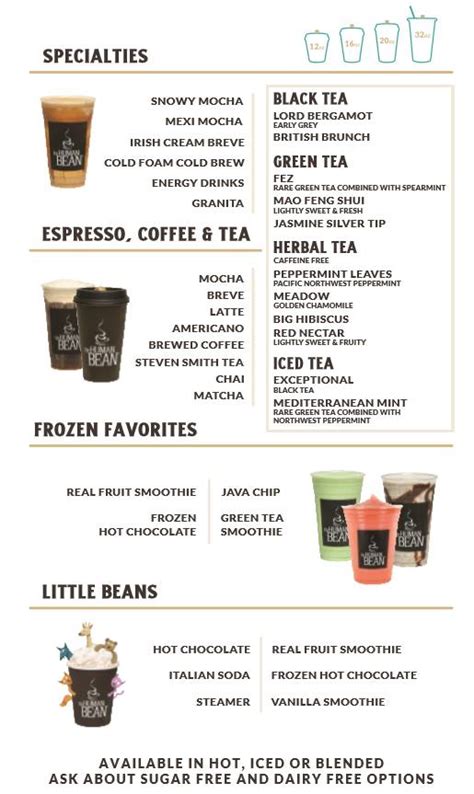 The human bean effingham menu  What's New Coffee & Tea Classics Frozen Favorites Infused Energy Little Beans Our Menu Food All Drinks